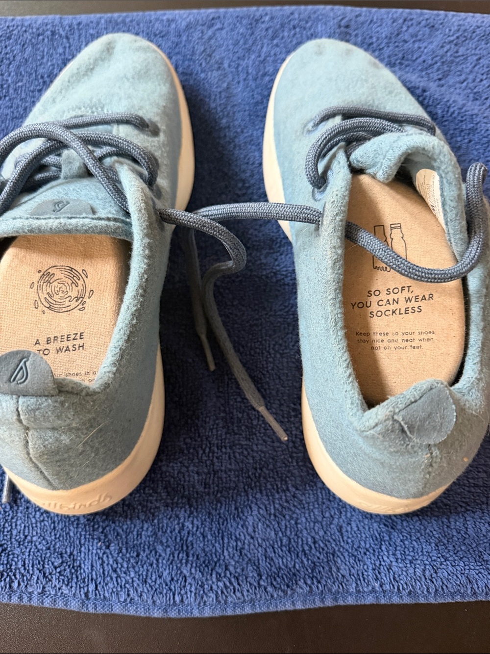 allbirds Women's Lace-Up Sneakers in Teal Blue with Cream Sole
